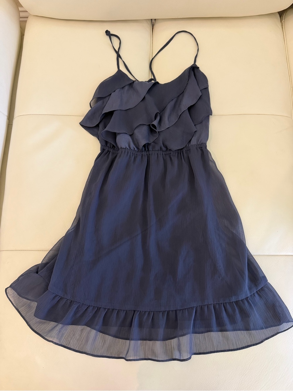American Eagle Outfitters Navy Ruffle Spaghetti Strap Dress